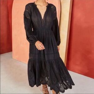 NWT ULLA Johnson Bettina Black Midi Dress Sz 4